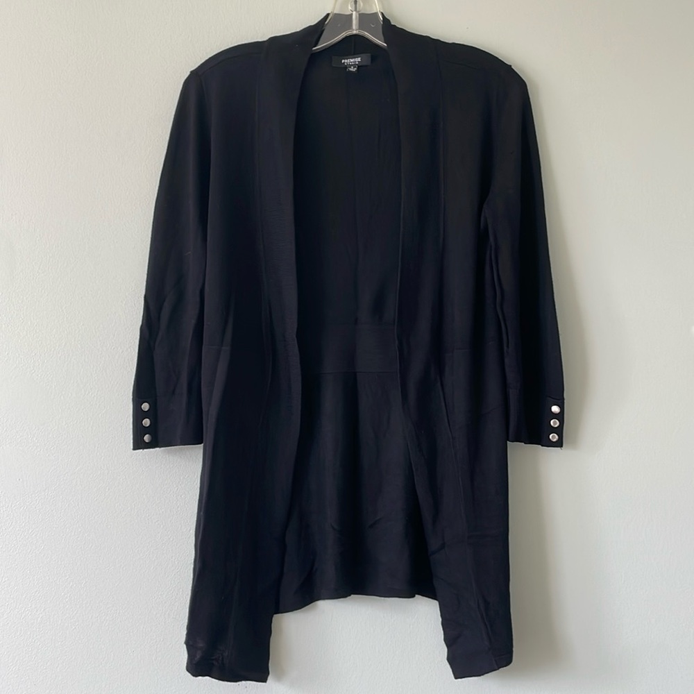 Premise Black Open-Front Long Cardigan